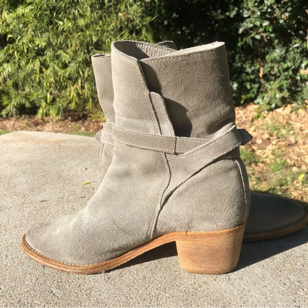 All Saints Grey Suede Heeled Booties